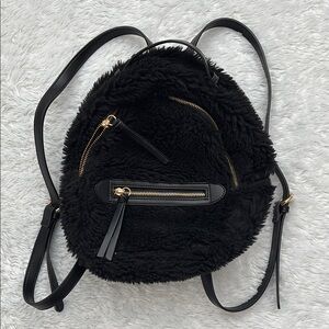 Black Shearling Backpack